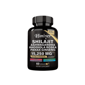 Shilajit 9000 Panax Ginseng 1500MG Ashwagandha 2000MG Rhodiola Rosea 999MG, Turmeric 500MG, Gingko Biloba 500MG, Stinging Nettle 250MG, Cordyceps (Color: Black)